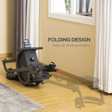 Foldable Magnetic Rowing Machine with 16-Level Resistance and Aluminium Slide Rails - Black