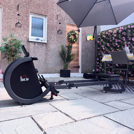 Foldable Magnetic Rowing Machine with 16-Level Resistance and Aluminium Slide Rails - Black