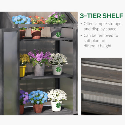 3 Tier Wooden Cold Frame Greenhouse with Polycarbonate Glazing - Grey