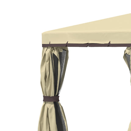 3 x 3 Metre Garden Gazebo Tent with Water Repellent Roof & Mosquito Netting - Beige