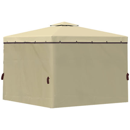 3 x 3 Metre Garden Gazebo Tent with Water Repellent Roof & Mosquito Netting - Beige