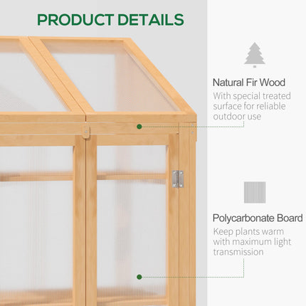 Wooden Greenhouse with Polycarbonate Glazing and Double Doors - Brown