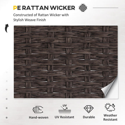 5 Piece PE Rattan Garden Furniture Set with Cushions and Glass Table - Brown