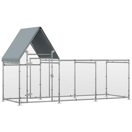 Walk In Chicken Run Chicken Coop, Large Poultry Cage Hen House for 6-8 Chickens