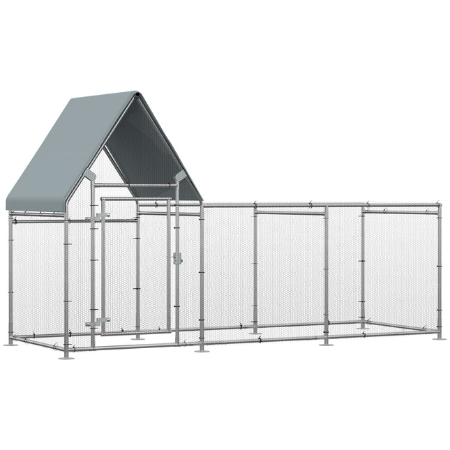 Walk In Chicken Run Chicken Coop, Large Poultry Cage Hen House for 6-8 Chickens