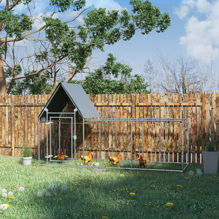 Walk In Chicken Run Chicken Coop, Large Poultry Cage Hen House for 6-8 Chickens