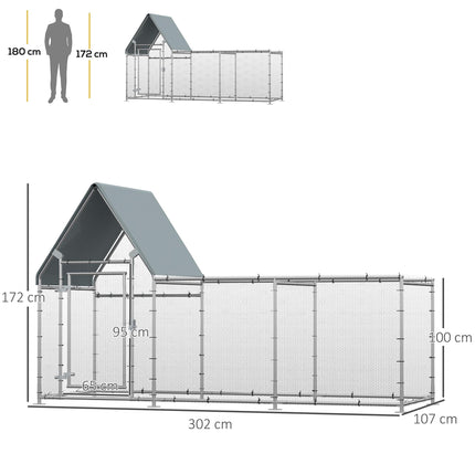 Walk In Chicken Run Chicken Coop, Large Poultry Cage Hen House for 6-8 Chickens