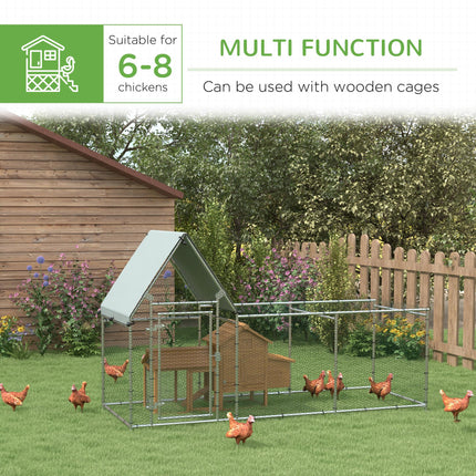 Walk In Chicken Run Chicken Coop, Large Poultry Cage Hen House for 6-8 Chickens