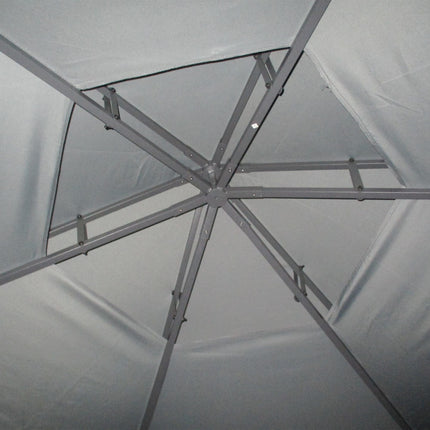 Hexagon 6 Panel Gazebo Canopy with 2-Tier Roof and Side Panel - Grey