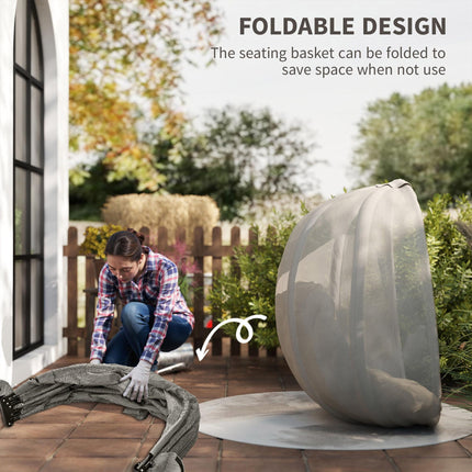 Folding Hanging Egg Chair with Stand and Cushion - Khaki