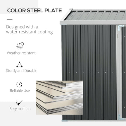Large 14x9 Ft Lockable Steel Garden Storage Shed - Grey