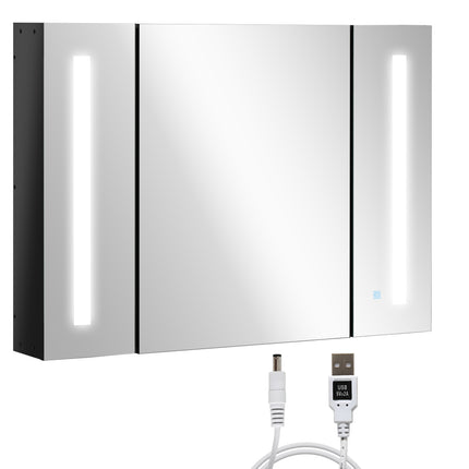 LED Bathroom Cabinet with Touch Sensor Lights and Adjustable Shelves - White