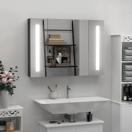 LED Bathroom Cabinet with Touch Sensor Lights and Adjustable Shelves - White