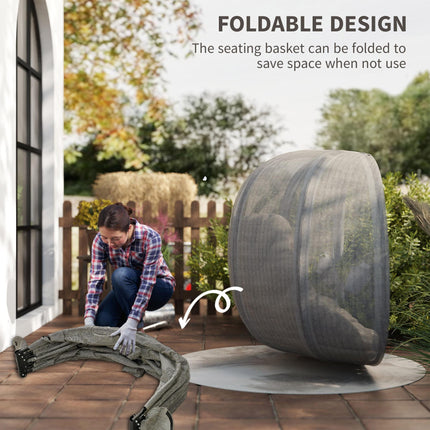 Double Hanging Egg Chair 2-Seater Swing Hammock with Stand, Cushion & Folding Design - Brown