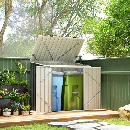 5ft x 3ft Garden 2-Bin Steel Storage Shed, Double Rubbish Storage Shed, Hide Dus