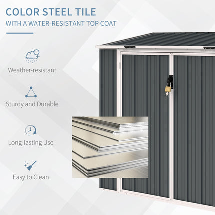 5ft x 3ft Garden 2-Bin Steel Storage Shed, Double Rubbish Storage Shed, Hide Dus
