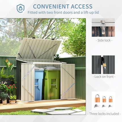5ft x 3ft Garden 2-Bin Steel Storage Shed, Double Rubbish Storage Shed, Hide Dus