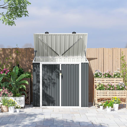 5ft x 3ft Garden 2-Bin Steel Storage Shed, Double Rubbish Storage Shed, Hide Dus
