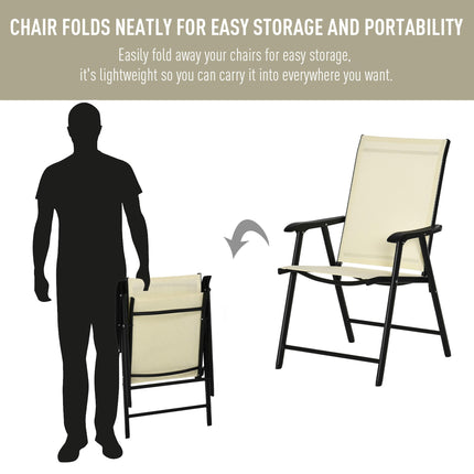 Set of Two Folding Garden Chairs - Beige