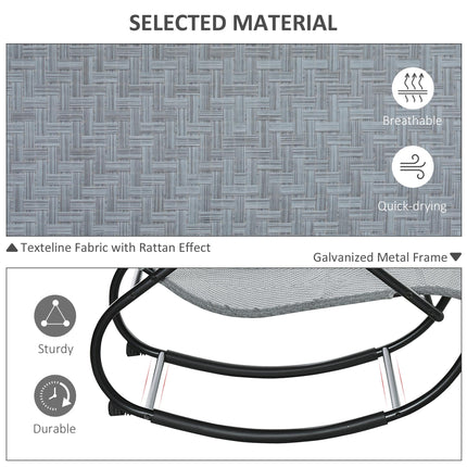 Zero Gravity Rocking Lounge Chair with Removable Pillow Rattan Effect Patio Recliner - Grey