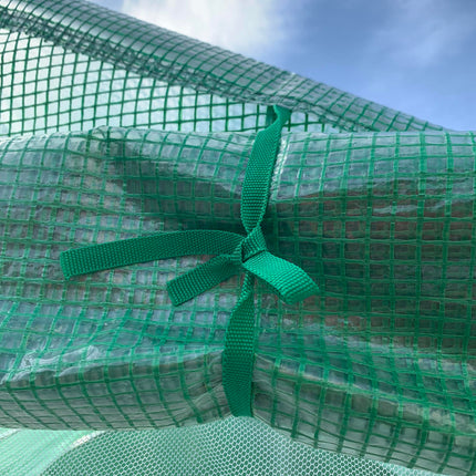 15x10ft Walk-In Polytunnel Greenhouse with PE Cover & 6 Mesh Windows - Green
