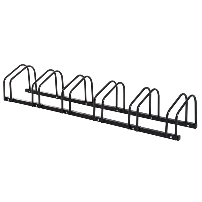 Bike Stand Parking Rack for 6 Bikes Floor & Wall Mount 179L x 33W x 27H - Black