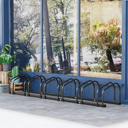 Bike Stand Parking Rack for 6 Bikes Floor & Wall Mount 179L x 33W x 27H - Black