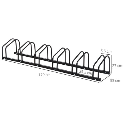 Bike Stand Parking Rack for 6 Bikes Floor & Wall Mount 179L x 33W x 27H - Black