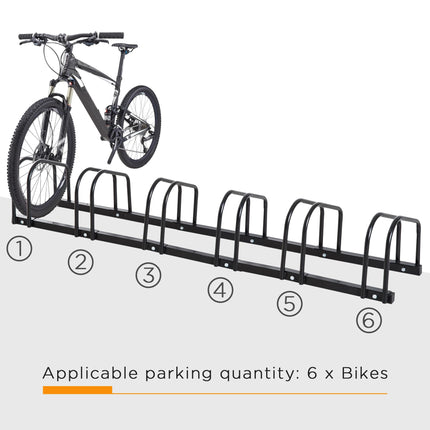 Bike Stand Parking Rack for 6 Bikes Floor & Wall Mount 179L x 33W x 27H - Black