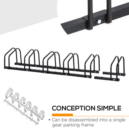 Bike Stand Parking Rack for 6 Bikes Floor & Wall Mount 179L x 33W x 27H - Black