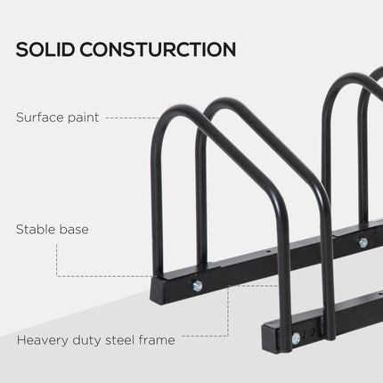 Bike Stand Parking Rack for 6 Bikes Floor & Wall Mount 179L x 33W x 27H - Black
