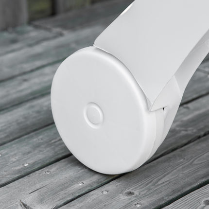 Folding Outdoor Plastic Chaise Lounge Chair with Wheels - White