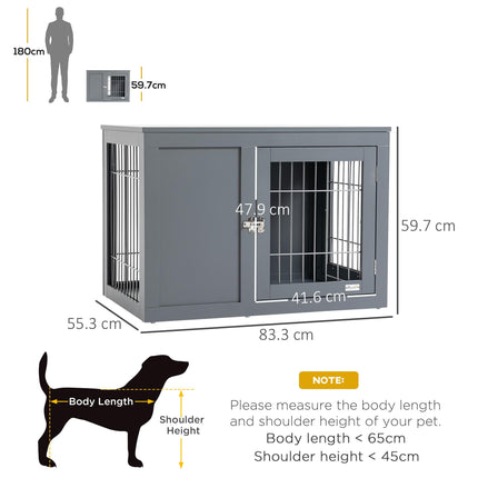 Furniture Style Dog Crate with Double Doors and Locks for Small & Medium Dogs - Grey