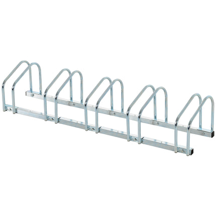Bike Stand Parking Rack 5-Bike Floor or Wall Mount Locking Storage - Silver