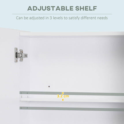 kleankin Bathroom Cabinet with Mirror, Wall Mounted Bathroom Mirror Cabinet with Adjustable Shelf, 2 Doors Storage Cupboard, White