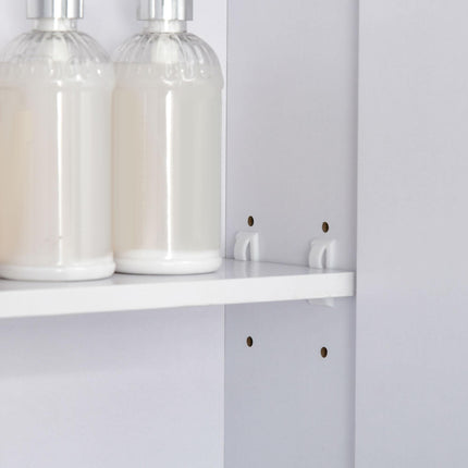 kleankin Bathroom Cabinet with Mirror, Wall Mounted Bathroom Mirror Cabinet with Adjustable Shelf, 2 Doors Storage Cupboard, White