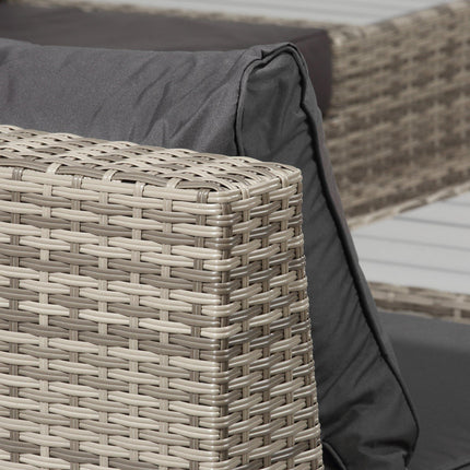 5-Seater Rattan Outdoor Sectional Corner Sofa and Coffee Table Set with Cushions - Light Grey