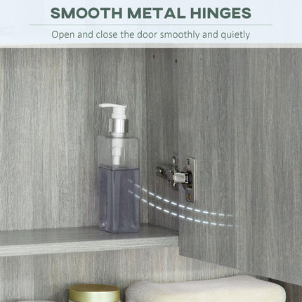 Wall Mounted Bathroom Mirror Cabinet with Adjustable Shelves - Grey