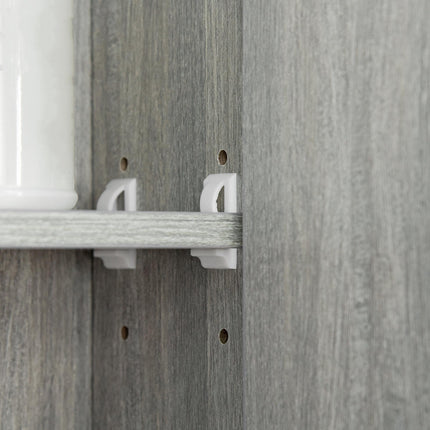 Wall Mounted Bathroom Mirror Cabinet with Adjustable Shelves - Grey