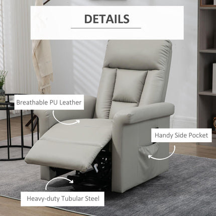 Power Lift Recliner Chair with Remote Control and Footrest - Grey PU Leather