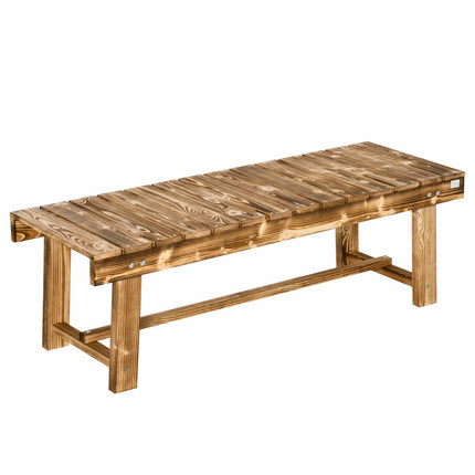 2-Seater Wooden Garden Bench with Footrest Bar 110L x 38W x 35H cm - Carbonised