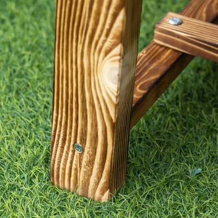 2-Seater Wooden Garden Bench with Footrest Bar 110L x 38W x 35H cm - Carbonised