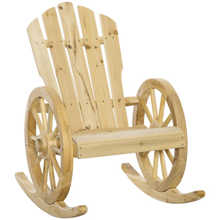 Wooden Adirondack Reclining Rocking Chair Outdoor - Natural