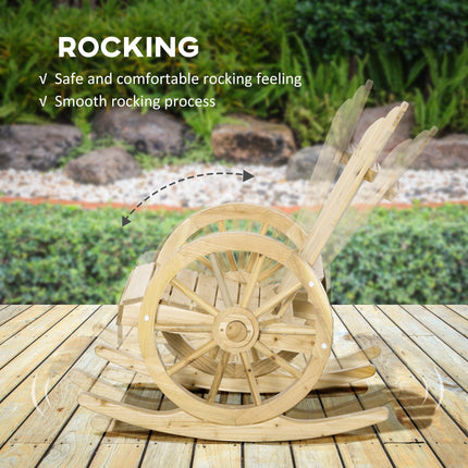 Wooden Adirondack Reclining Rocking Chair Outdoor - Natural