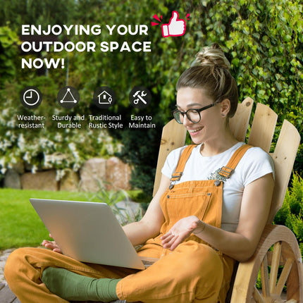 Wooden Adirondack Reclining Rocking Chair Outdoor - Natural