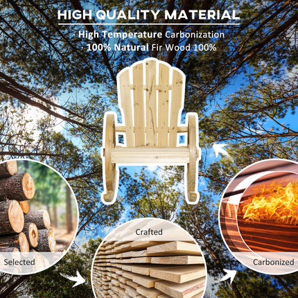 Wooden Adirondack Reclining Rocking Chair Outdoor - Natural