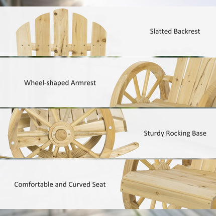 Wooden Adirondack Reclining Rocking Chair Outdoor - Natural