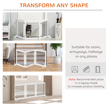 Freestanding Foldable Dog Gate 3-Panel 61cm High with Support Feet - White