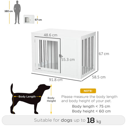 Furniture Style Dog Crate with Double Doors and Locks for Medium Dogs - White