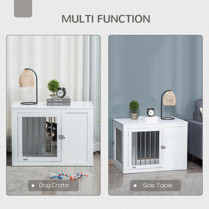 Furniture Style Dog Crate with Double Doors and Locks for Medium Dogs - White
